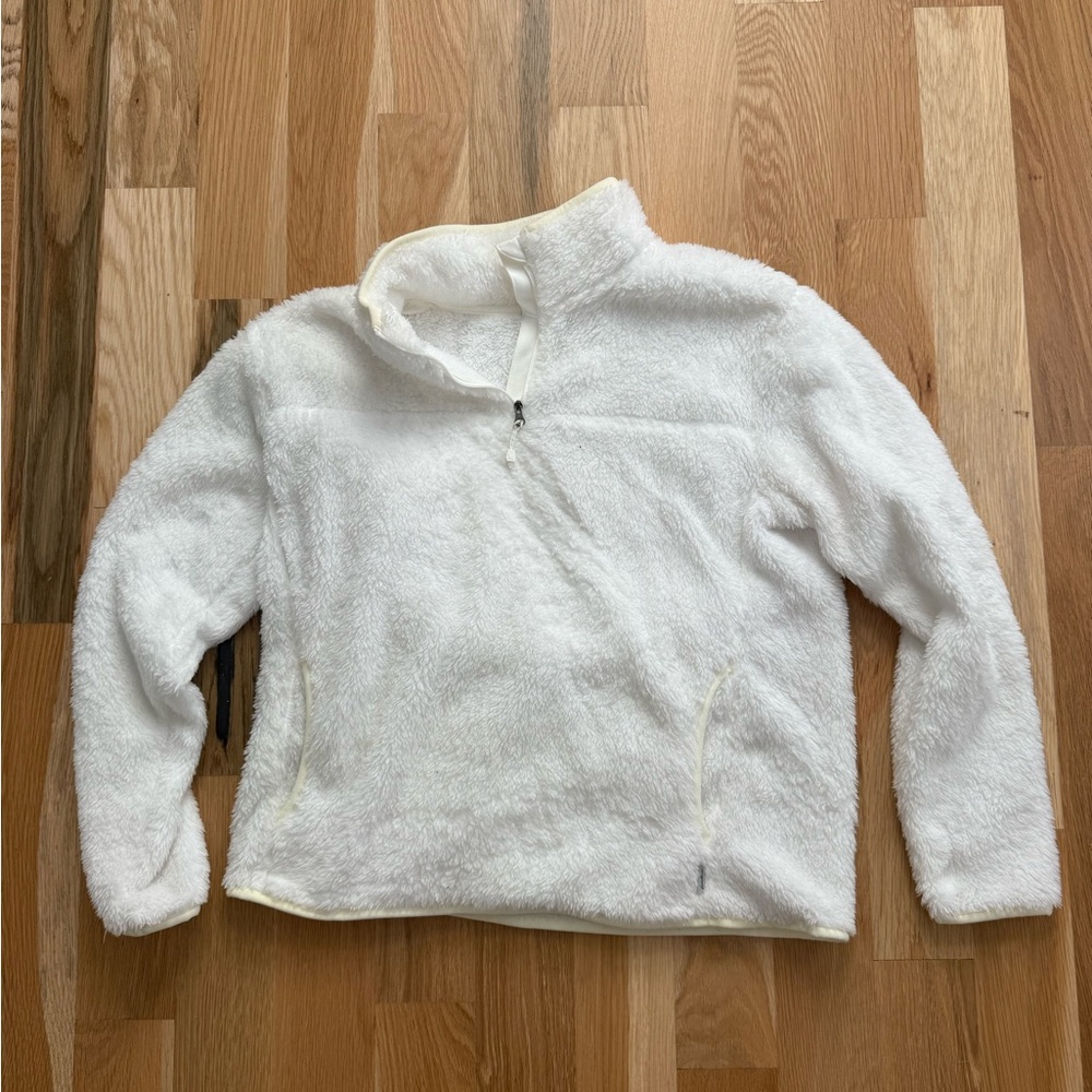 Eddie Bauer White Fleece Pullover Sweatshirt
